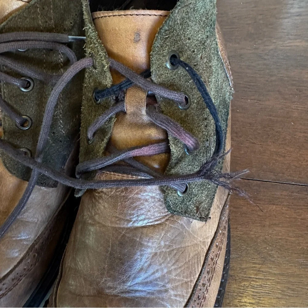 Bed Stu Capacity Chukka Boots Two Tone Leather Suede Brown Green | Men's Sz 10.5